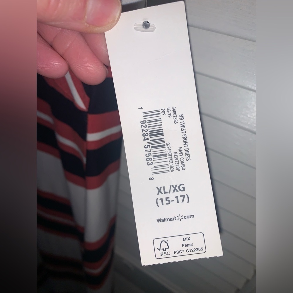 White Short Sleeve Vneck dark pink and black stripes Midi Dress new Size XL - Picture 3 of 5